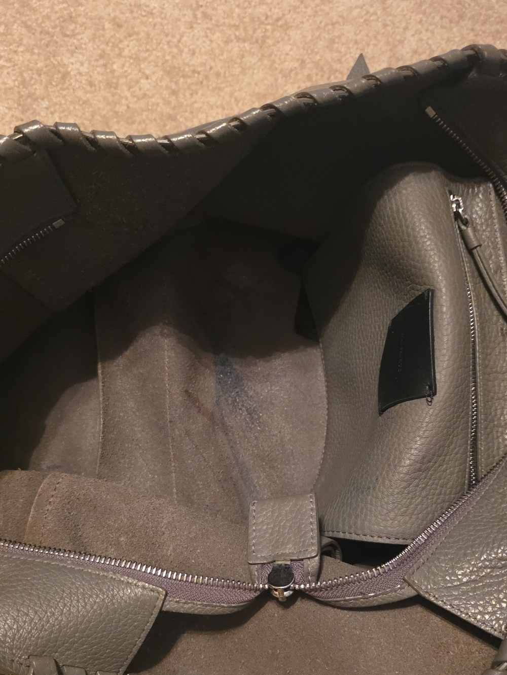 AllSaints Gray Leather Braided-Edge Tote - Picture 10 of 11